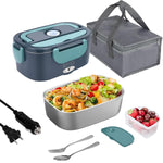 HASTHIP Lunch Box for Car and Home with 1.5L Stainless Steel Bowl featuring Dual Layer Heat Circulation | Includes Spoon Fork and Storage Bag