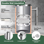HASTHIP® French Press Coffee Maker, 800ML Metal Insulated Coffee Tea Makers