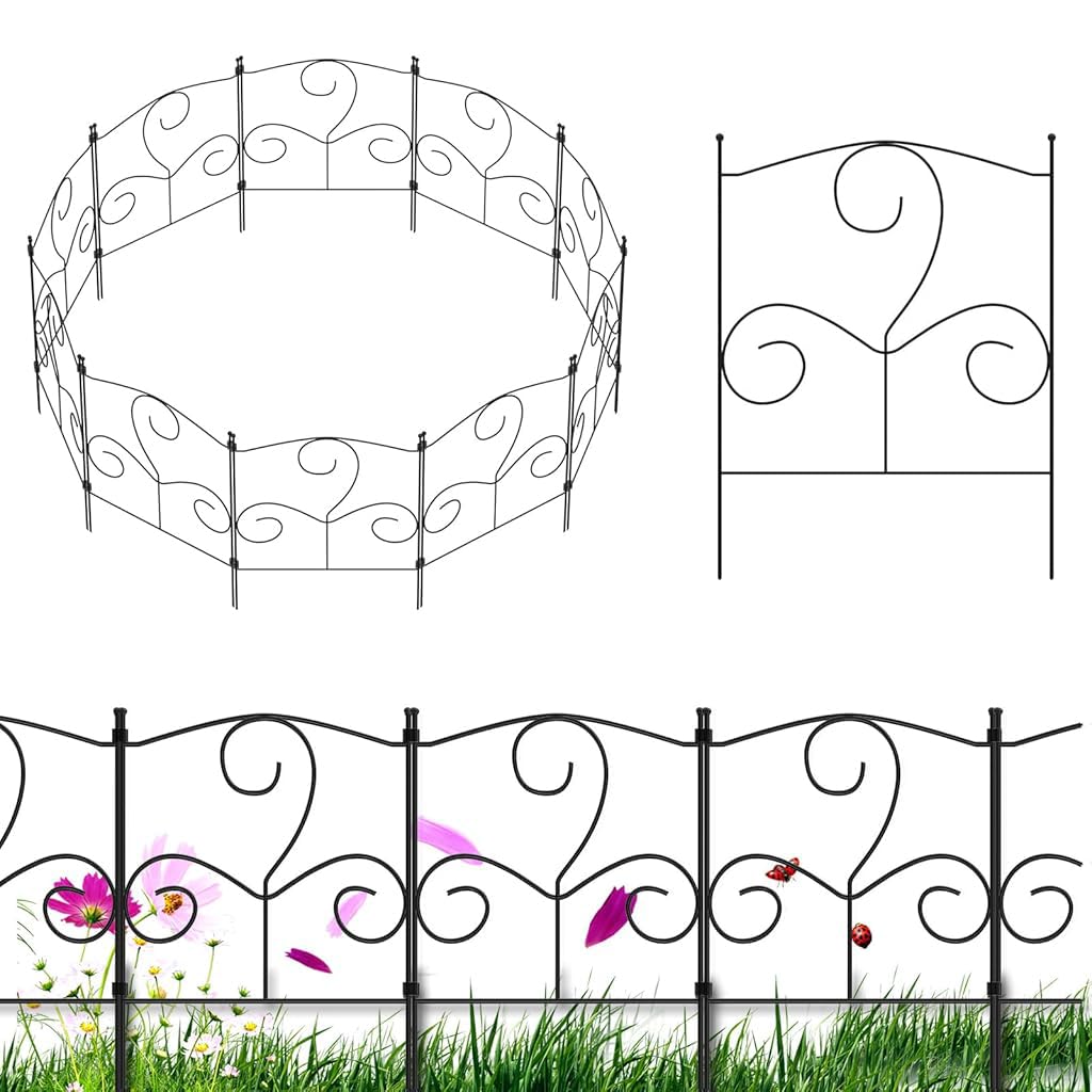 HASTHIP Metal Garden Fence for Outdoor Decoration with Connectable Design | Pack of 10 Pieces