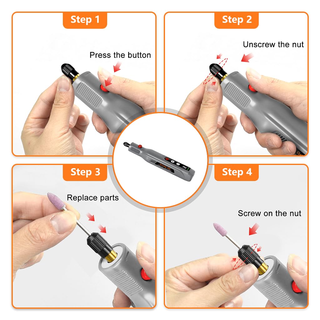 HASTHIP Mini Cordless Rotary Tool Kit for Sanding and Engraving with 39 Accessories | 2000mAh Battery and LED Light