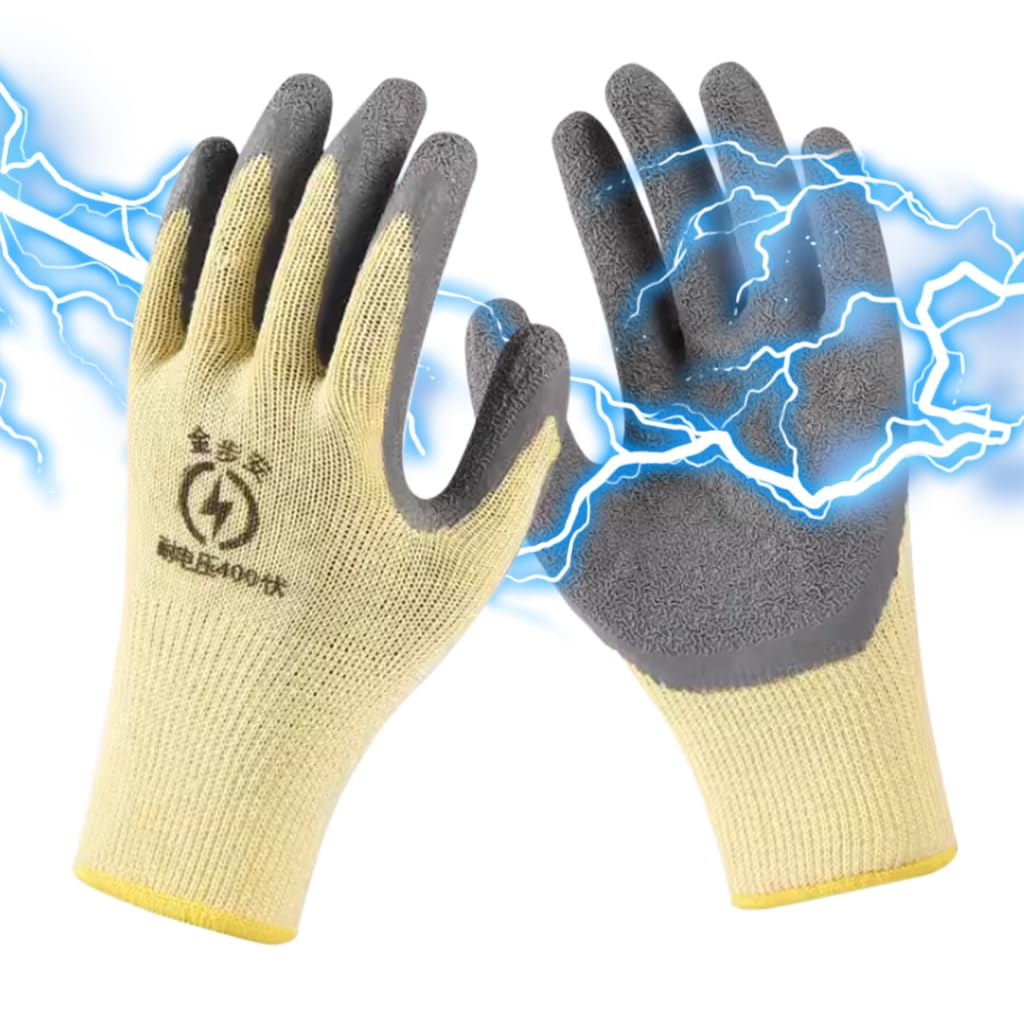 HASTHIP® 400V High Voltage Resistant Electrician Work Gloves with Full Palm Rubberization, Enhanced Dexterity & Comfort