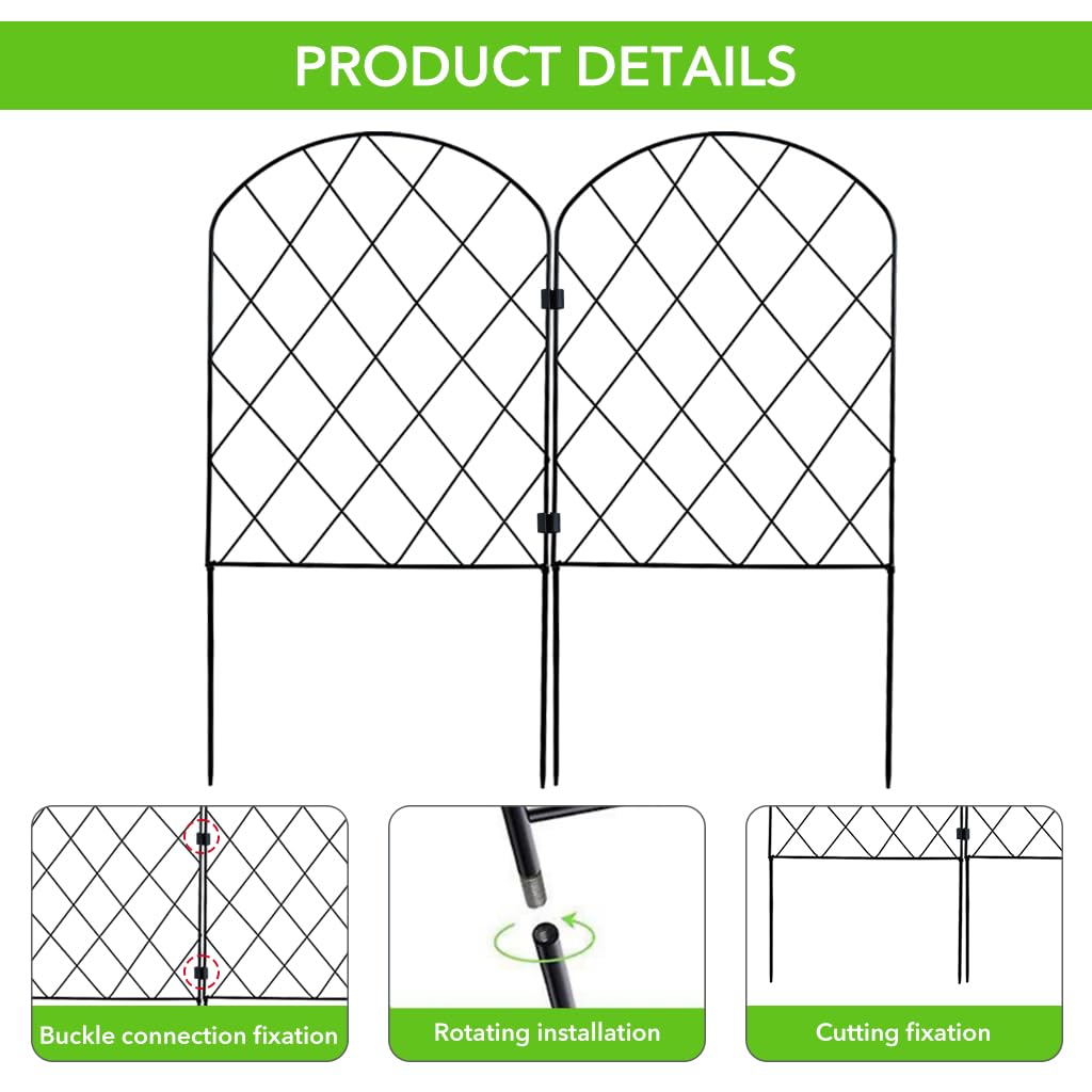 HASTHIP® Metal Garden Fence Outdoor - Versatile Decorative Fence for Garden - Garden Plant Partition Fence - Outdoor Garden & Patio Decoration Items - Garden Fence for Flower, Lawn, Pathway (5 Pcs )