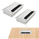 HASTHIP Wire Cable Hole Cover for Office Desk 160mm 80mm with Dust Proof Brush Silver
