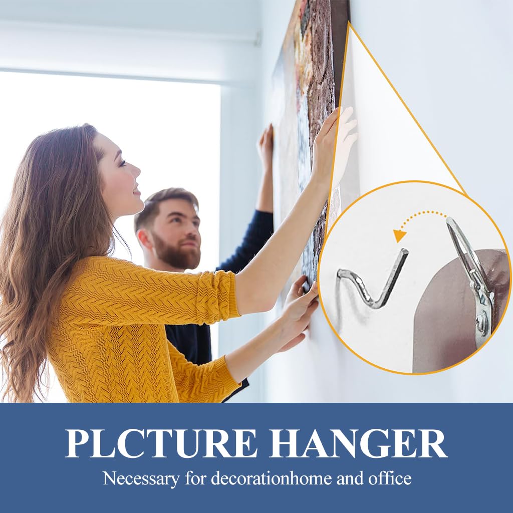 HASTHIP Wall Anchor Hooks for Picture and Key Hanging 20Pcs with Curved Stainless Steel Design