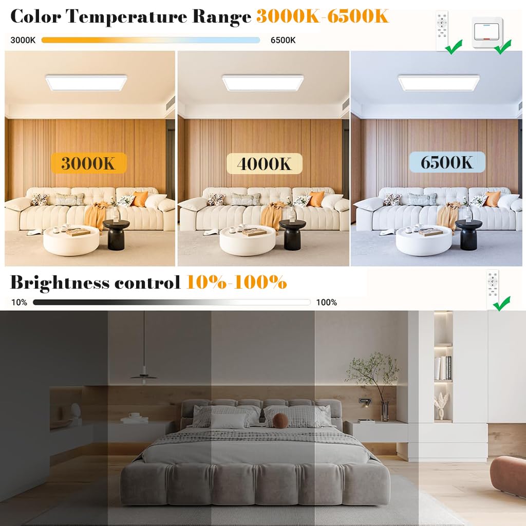 Hasthip 48W LED Ceiling Light with Remote Control & Dimmable Design