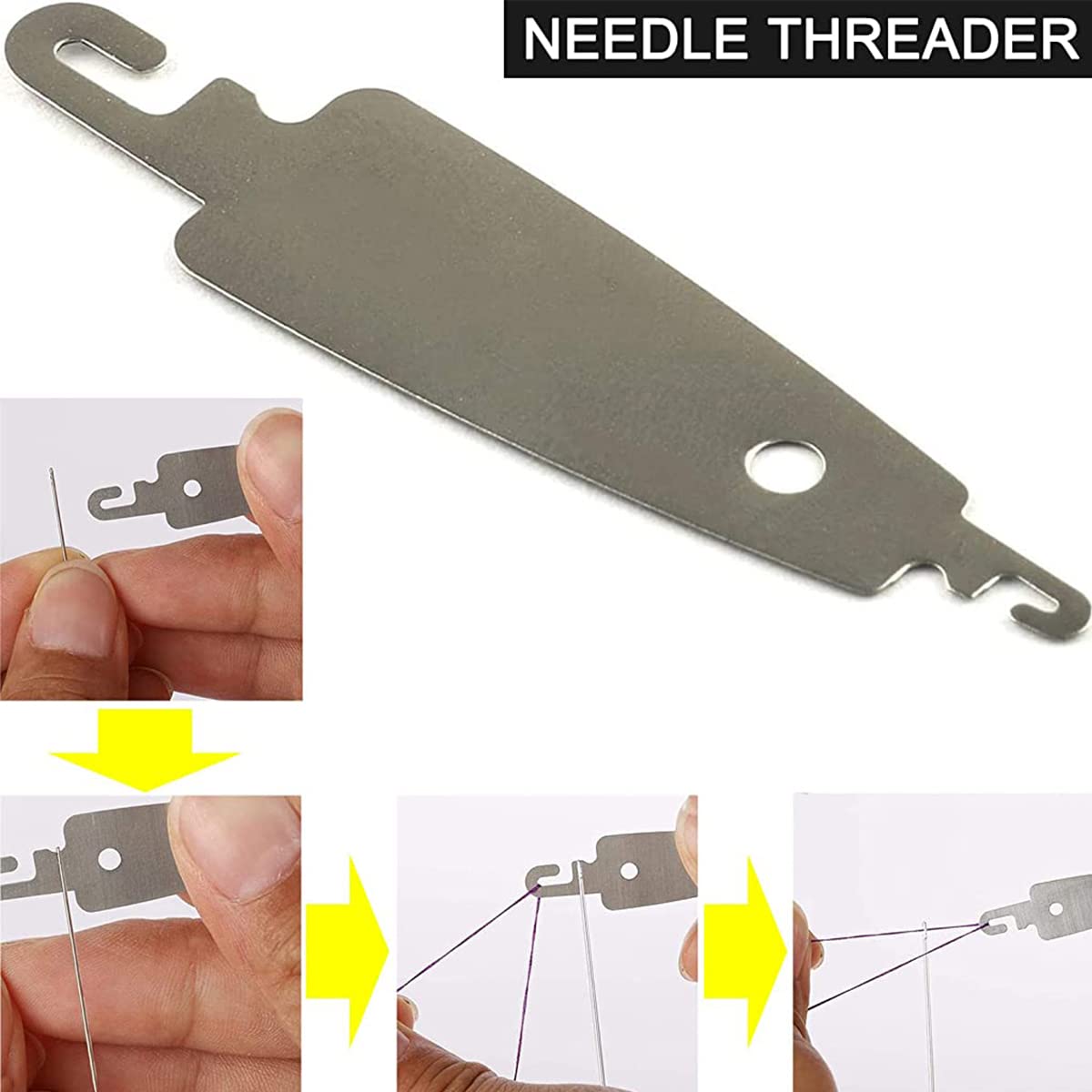 HASTHIP Sewing Needle Set for Leather Craft with Thread Cutter and Thimble | 25pcs 5 Sizes Stainless Steel