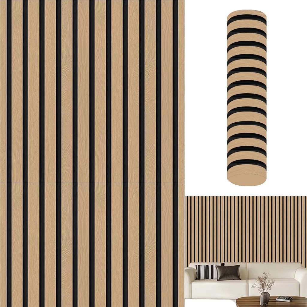 HASTHIP Peel and Stick Wallpaper for Wall Decor featuring 3D Wood Slats 9.8 ft Roll | Waterproof Tan Vinyl