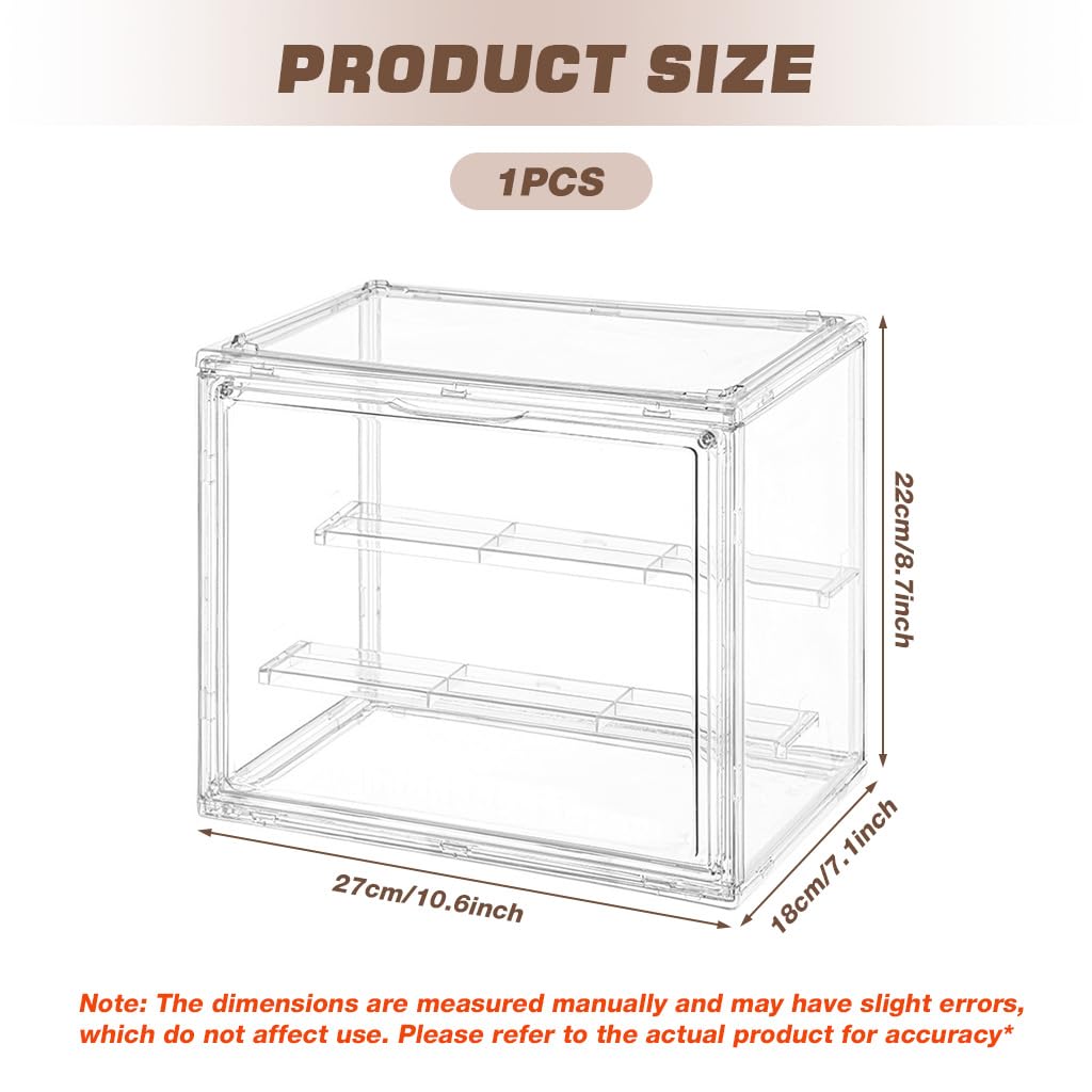 HASTHIP Collectible Figures Display Box for Desk Showcases with 3 Tier Stepped Clear Acrylic Design 27x18x22cm