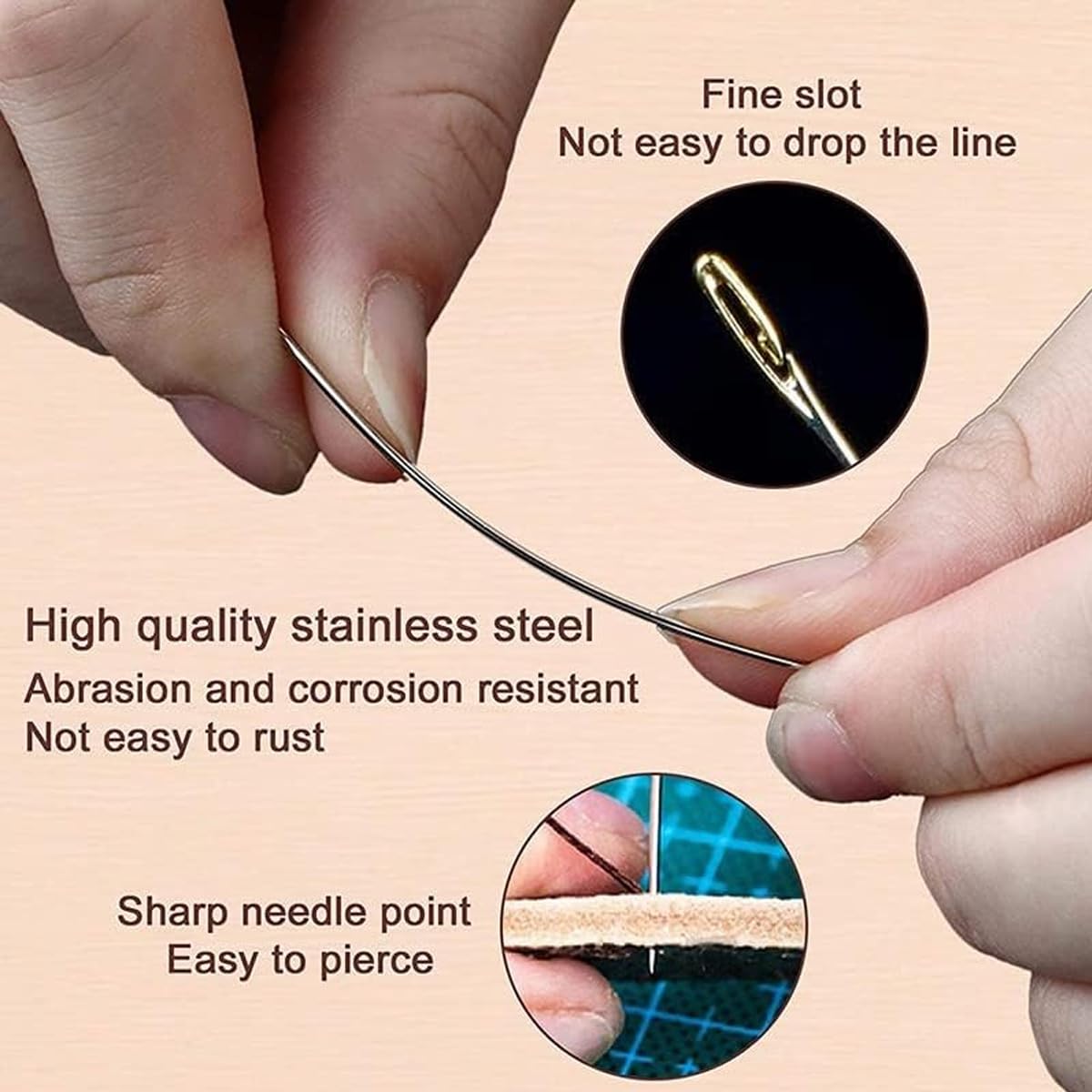 30pcs Quilting Needle Self-Threading Quilting Needle with Wooden Needle Case Long Quilting Needle of Various Sizes Easy Self-Threading Quilting Needle for Quilting, Embroidery, Hand Sewing