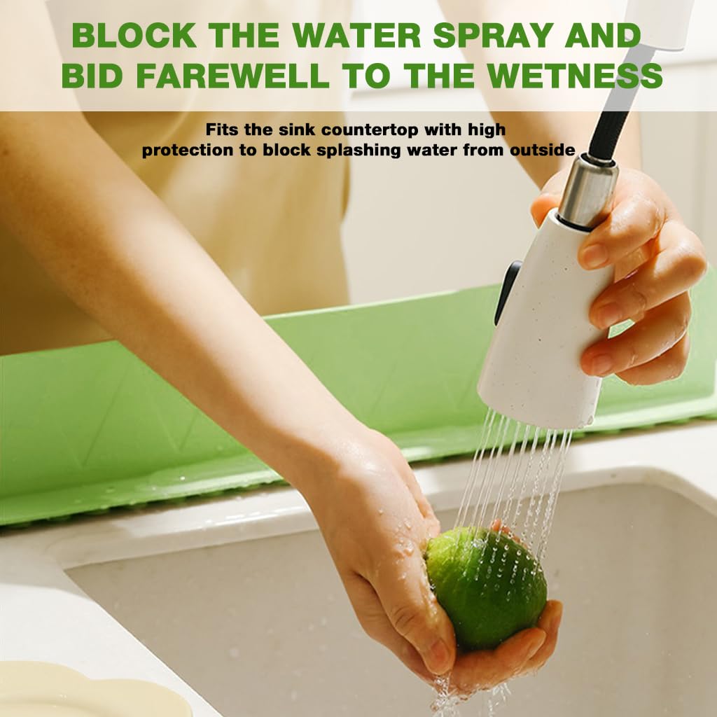 HASTHIP Silicone Sink Splash Guard for Kitchen and Bathroom with Suction Cup Base | 18.9x2.2x3 in Flexible Design