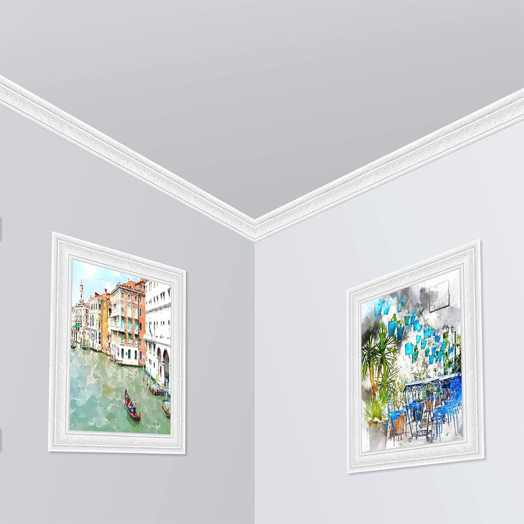 HASTHIP Peel and Stick Wall Molding for Home Decor featuring Self Adhesive 3D Foam Trim 2.3 m x 7.8 cm | Waterproof and Easy to Clean