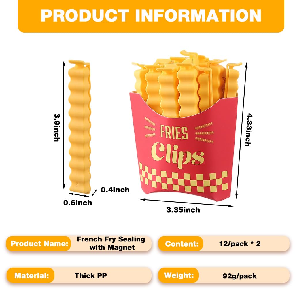HASTHIP Snack Sealing Clips for Kitchen Organization with Magnetic Holder | 24 pcs PP Food Bag Sealers