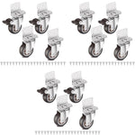 HASTHIP L Shaped Caster Wheels for Furniture with Brakes 12PCS 1 Inch 360° Swivel | Soft Rubber Silent Design