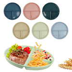 HASTHIP Dinner Plates Set of 6 with 3 Compartments in Wheat Straw | Microwave Safe