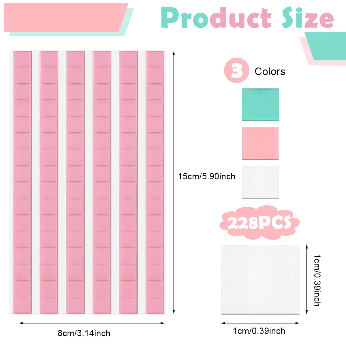 HASTHIP Sticky Tack for Posters and Photos featuring Reusable Adhesive Putty 288PCS | 3 Color Mounting for Crafts