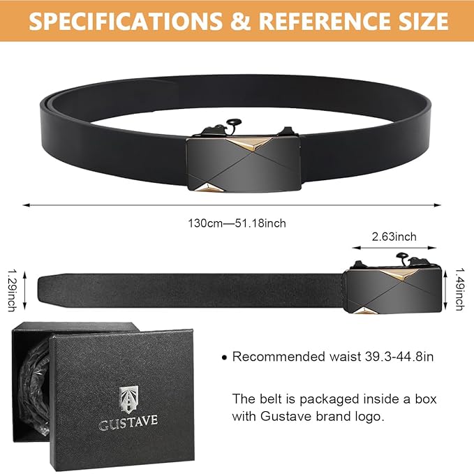 HASTHIP® Men's Slide Lock Leather Belt with Automatic Click Buckle