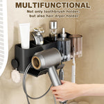 HASTHIP Hair Dryer Holder for Bathroom with 4 in 1 Storage and Self Adhesive Mount | ABS Wall Organizer