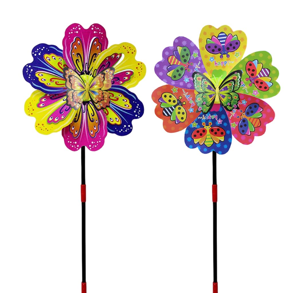HASTHIP Garden Windmills for Outdoor Decor with 9.24 in Diameter & Butterfly Charm | PVC Construction