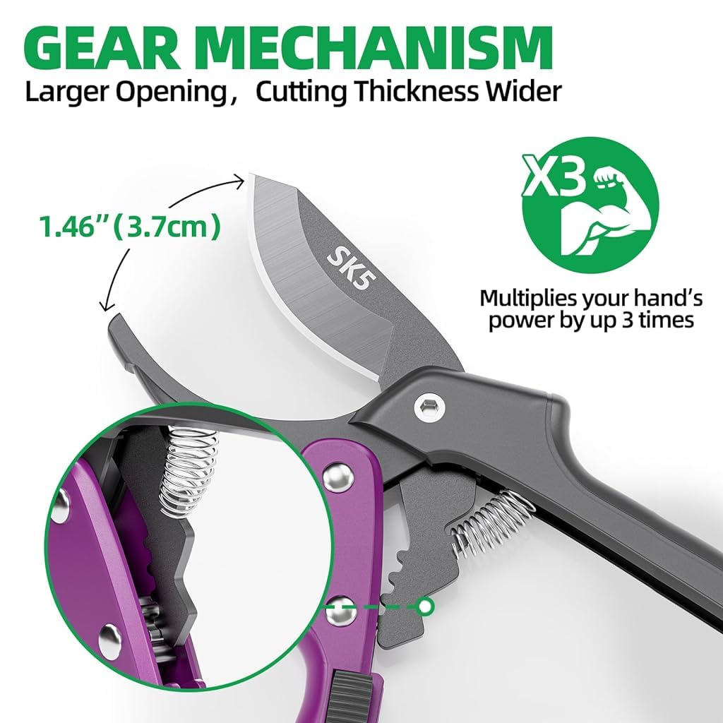 HASTHIP Gardening Scissors for Plants and Shrubs with 20 cm SK5 Blade and Safety Lock | Ergonomic Handle