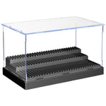 HASTHIP® Caja Expositora Acrílica Transparente 25.5x13.7x15.5CM con Soporte Escalonado con Tetones,Vitrina a Prueba de Polvo para 30-50 Mini Figuras de Bloques Construcción