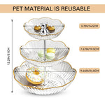 HASTHIP Silicone 3 Tier Dessert Serving Tray for Weddings with Golden Edges and Bear Handle