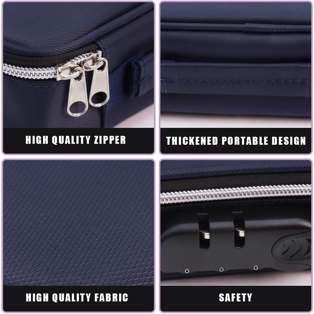 HASTHIP Large Capacity Pencil Case for School with 4 Layer Compartments and Combination Lock | Waterproof Blue Storage Box for Boys and Girls