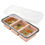 HASTHIP® Bandeja de Cubitos de Hielo Silicona con Tapa,Molde Reutilizable 3 Cavidades Grande para Congelar Alimentos,Comida Bebé,Postres y Hielo para Whisky (Rosa-Rojo)