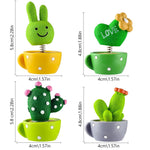 HASTHIP Car Dashboard Toys for Cute Interior Decor with Spring Swing Design | 4Pcs Resin Set