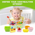 HASTHIP® 40pcs Silicone Cupcake Mold Liners & 10Pcs Cartoon Kids Fruit Forks, 4 Shapes Creative Reuseable Cupcake Liners Food Grade Heat Resistant Silicone Cupcake Mold Liners
