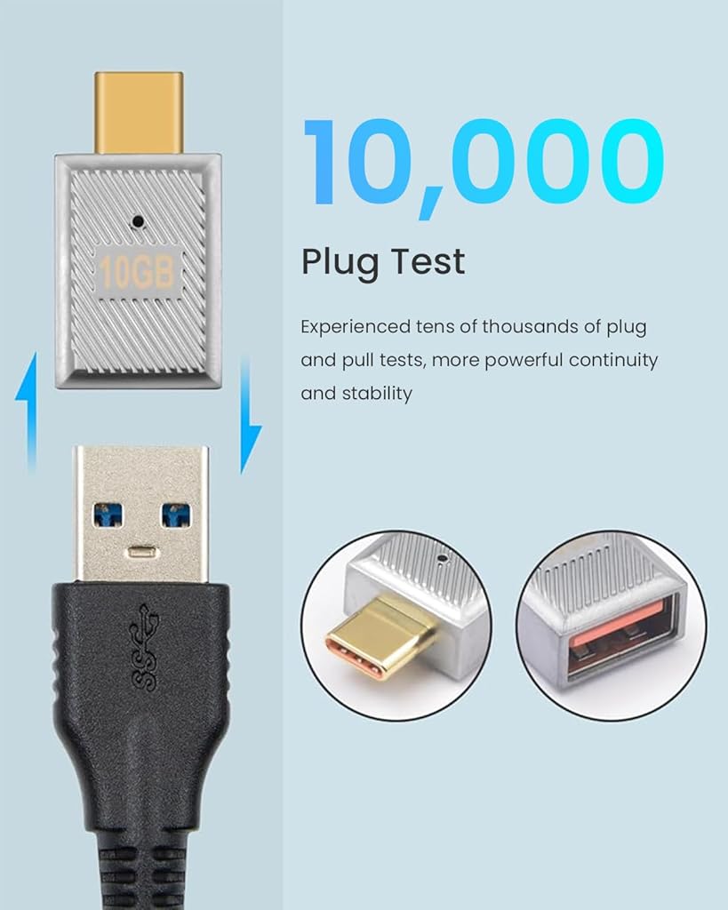 USB C to USB OTG Adapter USB C Male to USB A Female USB 3.1 Adapter Support 120W Fast Charing & 10Gbps Data Transmission Type C Charging Adapter for Phone, Tablet, PC, Laptop
