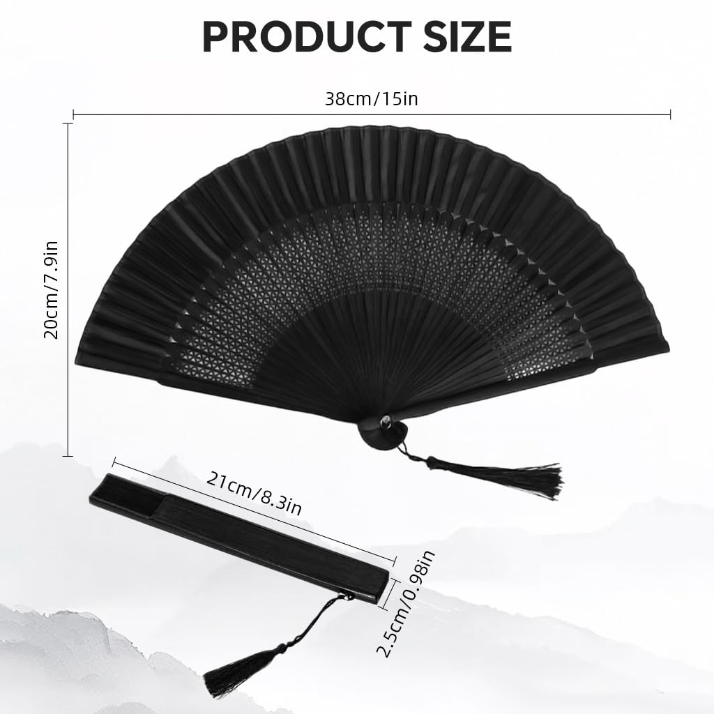 HASTHIP Hand Fan for Summer with Foldable Bamboo Frame and Silk Fabric | Elegant Gift for Women