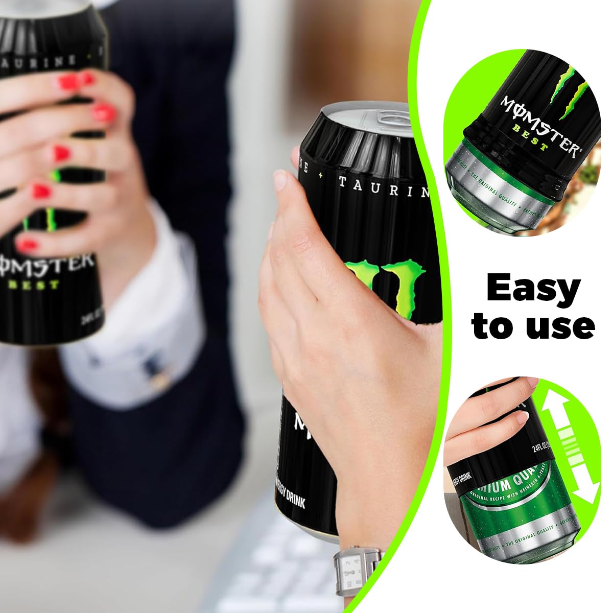 HASTHIP Silicone Can Sleeve Covers for 500ml Cans featuring Zip Top Design | Set of 3