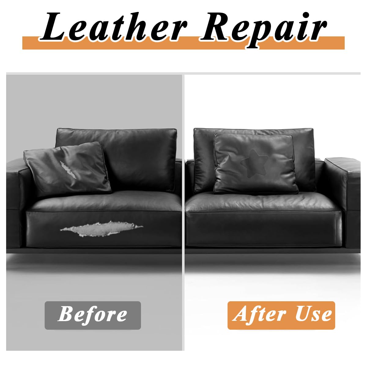 HASTHIP® Leather Repair Patch, 78"x17" Leather Repair Patch Tape Kit, Self Adhesive Leather Repair Kit Tape DIY for Car Seat Sofa Jackets Couches Chair, Black