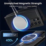 HASTHIP® 6.8" Black Samsung Galaxy S22 Ultra Case with Sliding Camera Protector, MagSafe Compatible Ring Holder, Durable TPU, Anti-Scratch, Hands-Free Stand