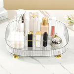 HASTHIP Perfume Organizer for Bathroom and Vanity with Golden Feet 27x18x6.5cm | Clear PET Tray