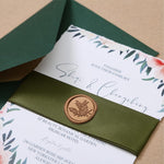 HASTHIP Wax Seal Stickers for Wedding Invitations with 10pcs 1.2in Self Adhesive Golden Rosemary Design | Elegant Envelope and Gift Decoration