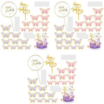 HASTHIP Butterfly Cake Toppers for Birthday Decoration with 60PCS Set and Dual Pink Purple Design | Includes 1 Acrylic and 1 Iron Happy Birthday Topper