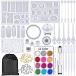 HASTHIP Resin Casting Mold Kit for Jewelry Making with 94 Pcs Silicone Moulds | Includes Hand Twist Drill and Glitter Sequins