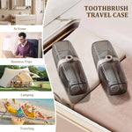 HASTHIP Toothbrush Travel Case for Trips and Camping with 2 in 1 Cup Design | Beige and Clear