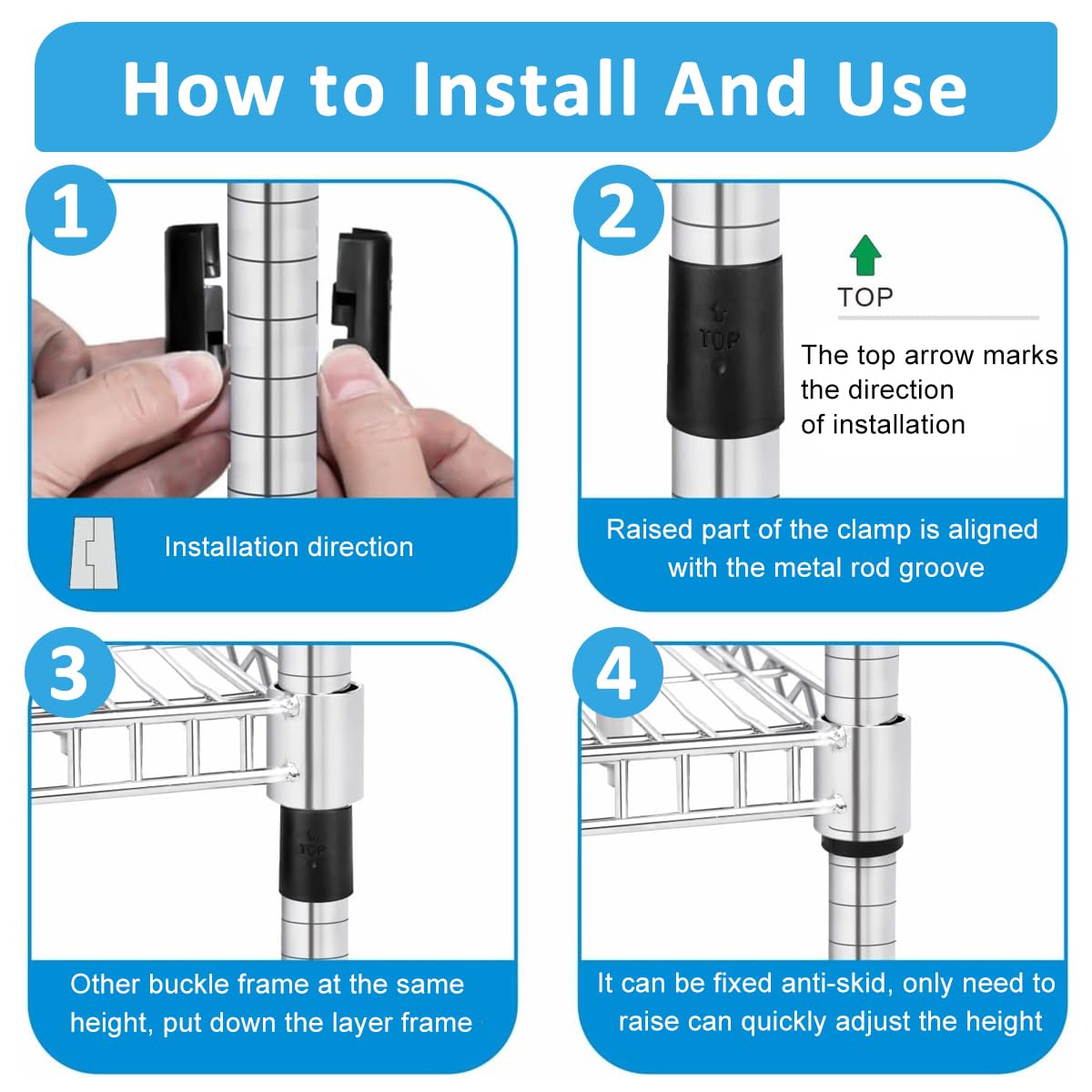 HASTHIP Pipe Clips for Wire Shelving and Pipe Fastening 30 pcs featuring Snap On Lock Clips | ABS Plastic Holders for 1 Inch Metal Poles