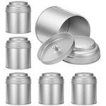 HASTHIP® Tea Tin Set with Airtight Double Lids,8oz Metal Tea Canister for Loose Leaf,Coffee Sugar Spices Candy Kitchen Storage Jars for Home & Gift (6 Pack Silver)