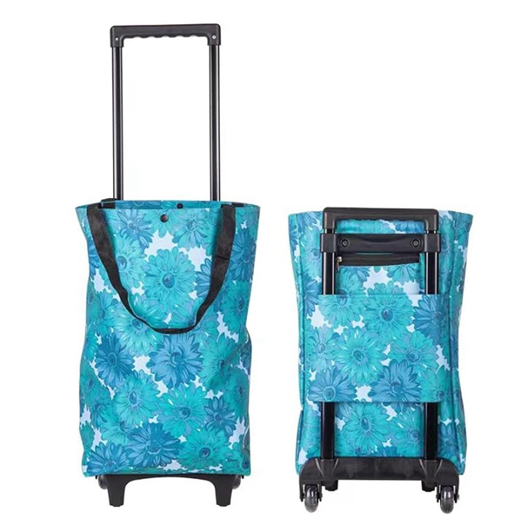 HASTHIP Portable Shopping Cart with Wheels for Groceries featuring Telescopic Handle and Shoulder Straps | Foldable Waterproof Bag Set of 2