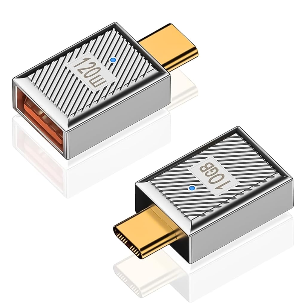 USB C to USB OTG Adapter USB C Male to USB A Female USB 3.1 Adapter Support 120W Fast Charing & 10Gbps Data Transmission Type C Charging Adapter for Phone, Tablet, PC, Laptop
