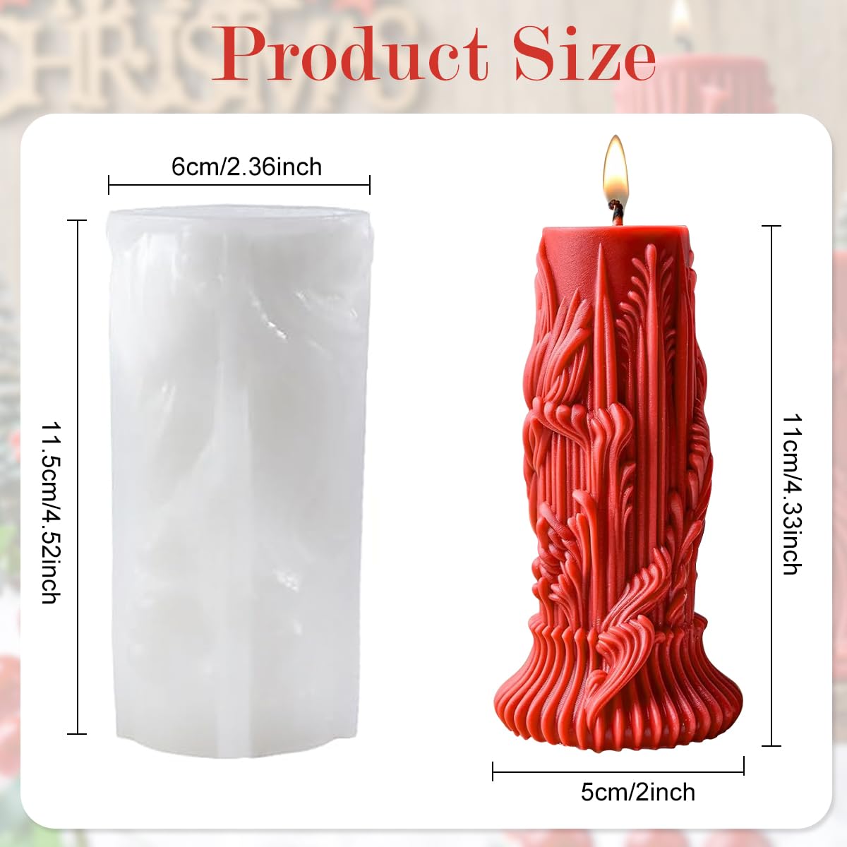 HASTHIP Cylindrical Candle Mold for DIY 3D Resin Wax Candles featuring Silicone Embossed Design