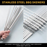 HASTHIP Kebab Skewers 50 pcs 11.8 in for BBQ and Grilling with Flat Arrow Tips | Stainless Steel Set with Storage Tube