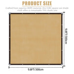 HASTHIP Garden Shade Cloth for Patio and Car Parking featuring 9.8 ft HDPE Fabric with 16 Copper Eyelets | UV Protection Sun Shade Net