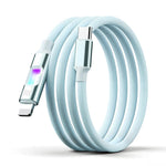 HASTHIP® Compatible con iPhone 14/13/12, Cable de Carga rápida USBC a Lightning de 5.9ft/180cm PD 30W, Trenzado Azul con luz respiratoria y Conectores de aleación de Aluminio
