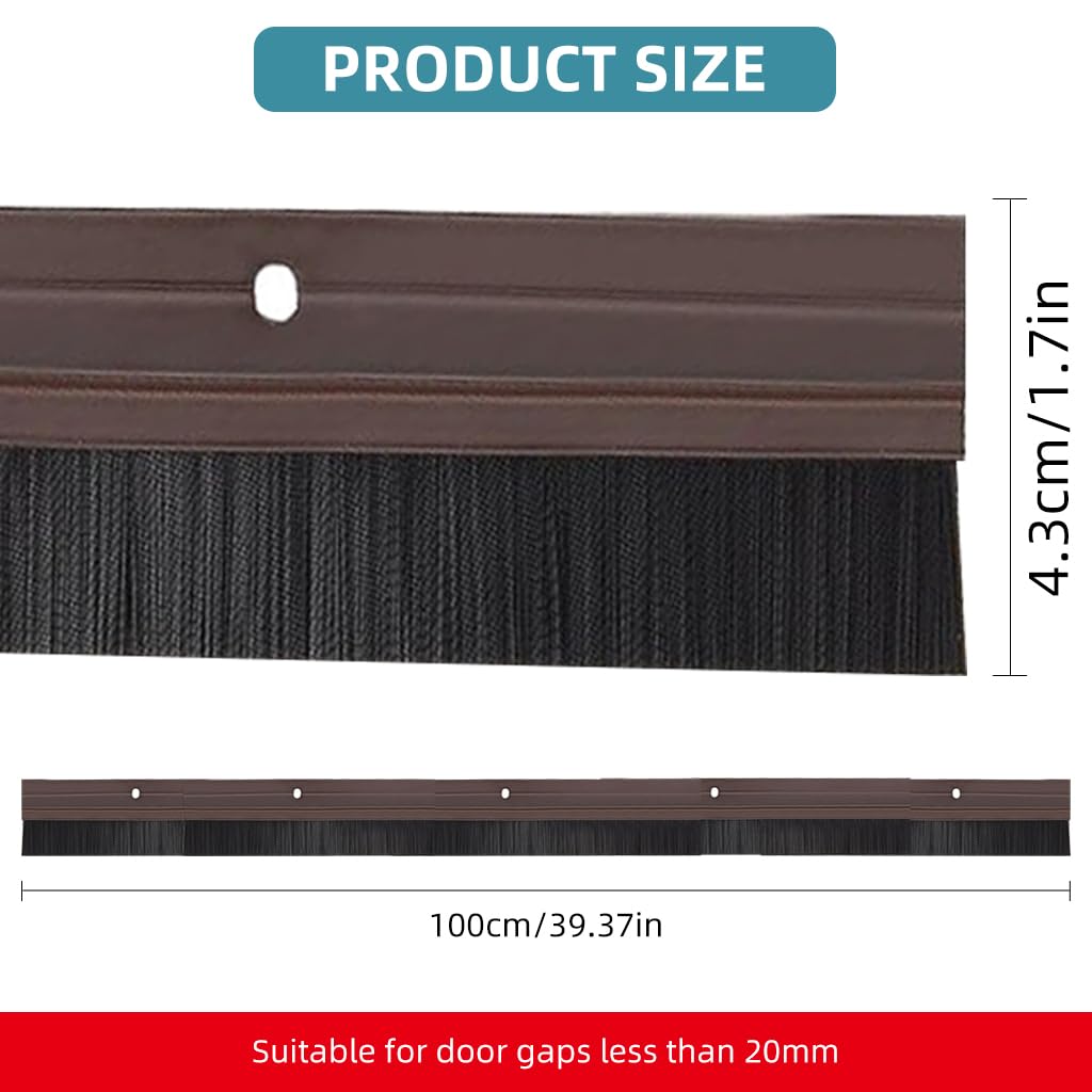 HASTHIP Door Sweep Sealing Strip for Home Gaps 3.3ft with Screw-Fixed Aluminum Alloy | Blocks Dust and Insects