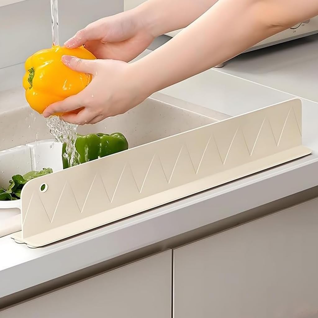 HASTHIP Sink Splash Guard for Kitchen and Bathroom featuring 19.6 in L Shape Silicone with Suction Cups