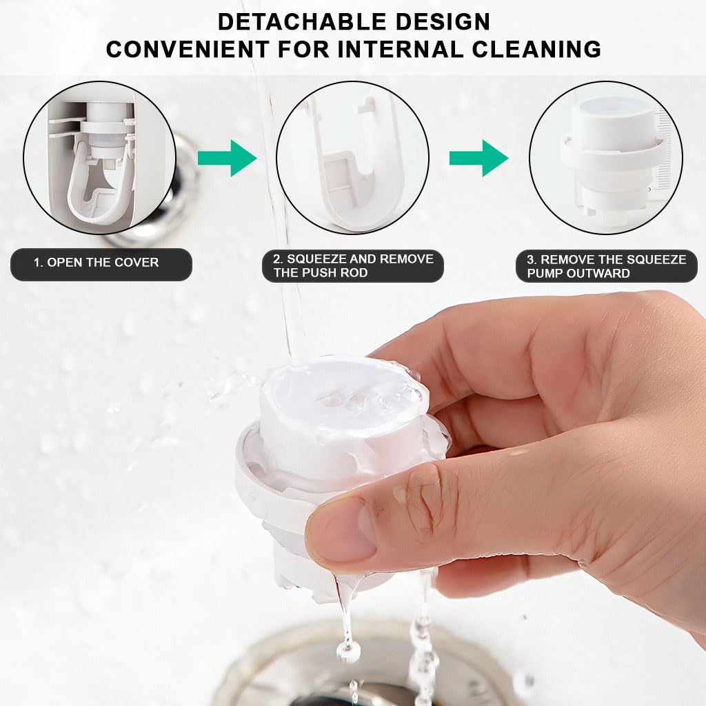 HASTHIP Wall Mounted Toothpaste Dispenser 6.5x7x11cm with Detachable Rack | Easy No Drill Install for Family Bathroom Organization